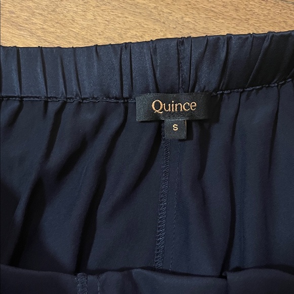 Quince 100% Washable Silk Drawstring Wide Leg Pants in Navy - Picture 5 of 8